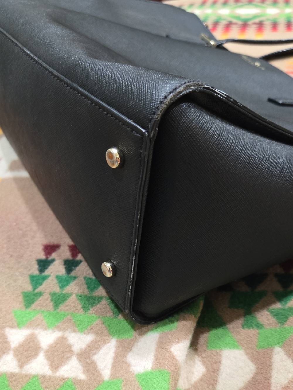 Kate Spade Black Leather Tote 10.5" X 14" - Picture 6 of 13
